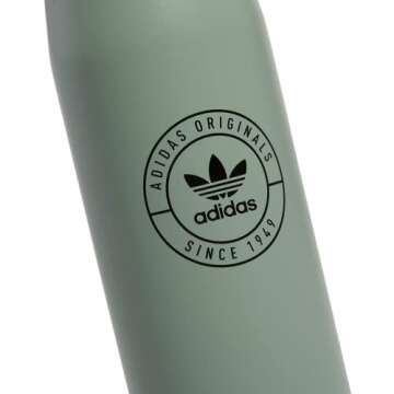 adidas Originals 600 Ml (20 Oz) Metal Water Bottle, Hot/Cold Double-Walled Insulated 18/8 Stainless Steel, Silver Green/Black/Wonder Beige, One Size
