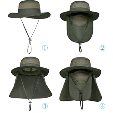3 Pack Outdoor Sun Hats with Neck Flap, UPF 50+ Protection