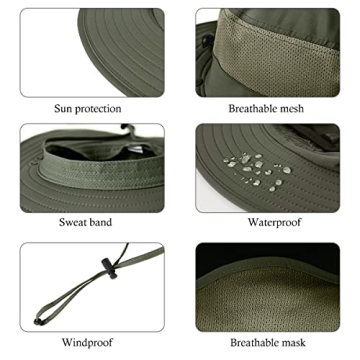 3 Pack Outdoor Sun Hats with Neck Flap, UPF 50+ Protection