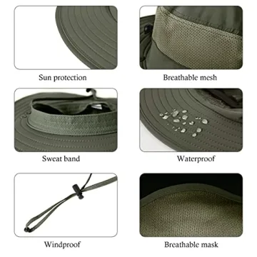 3 Pack Outdoor Sun Hats with Neck Flap, UPF 50+ Protection