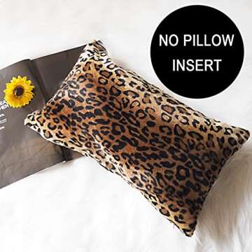CARRIE HOME Soft Plush Leopard Print Faux Fur Lumbar Pillow Covers for Home Couch Sofa (Set of 2, 12...