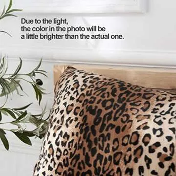 CARRIE HOME Soft Plush Leopard Print Faux Fur Lumbar Pillow Covers for Home Couch Sofa (Set of 2, 12x20 inch)