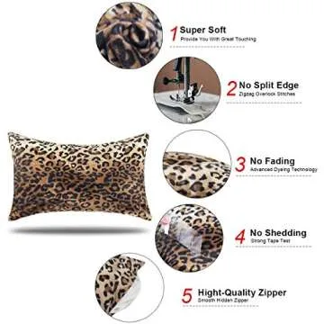 CARRIE HOME Soft Plush Leopard Print Faux Fur Lumbar Pillow Covers for Home Couch Sofa (Set of 2, 12x20 inch)