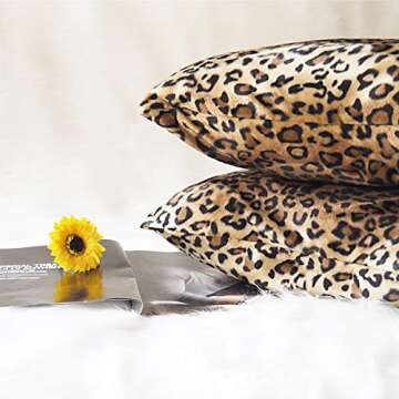 CARRIE HOME Soft Plush Leopard Print Faux Fur Lumbar Pillow Covers for Home Couch Sofa (Set of 2, 12x20 inch)