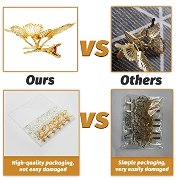 Kachanaa 3D Moving Butterfly Metal Hair Styling Accessories - 12 Pcs Hollow Hair Pins, Cute Barrettes, Clamps, and Claw Clips for Women and Girls (Gold)