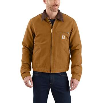 Carhartt mens Relaxed Fit Duck Blanket-lined Detroit Jacket Work Utility Outerwear, Carhartt Brown, ...