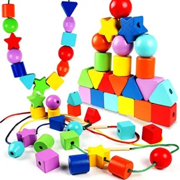 Atoylink 42PCS Lacing Beads Montessori Toys for Toddlers