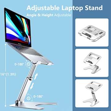 ROTTAY Collapsible Laptop Stand - Adjustable Height & Angle for Optimal Comfort