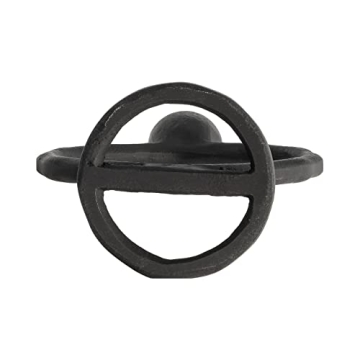 6" Round Ring Taper Candle Holder - Elegant Black Metal Decor