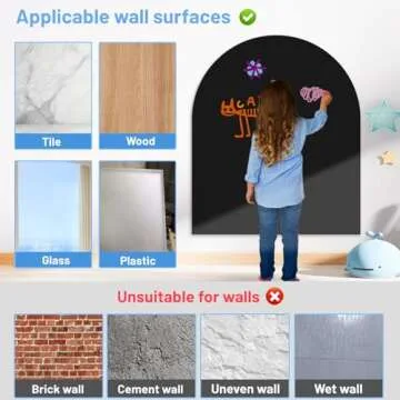 2025 New Magnetic Wall Decal Arch Set for Kids, Upgraded Self-Adhesive Magnetic Chalkboard Wall Decal (Black)