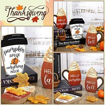 3 Pieces Fall Wooden Signs Tiered Tray Decor Fall Harvest Tabletop Signs Thanksgiving Pumpkin Decor ...