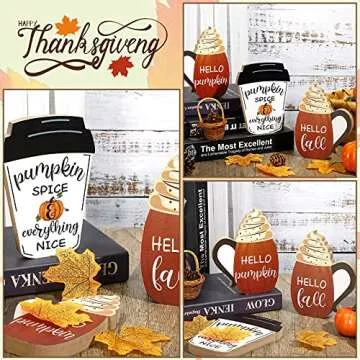 3 Pieces Fall Wooden Signs Tiered Tray Decor Fall Harvest Tabletop Signs Thanksgiving Pumpkin Decor ...