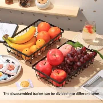 IBWell Large 2 Tier Fruit Basket for Bread, Snack, Fruit, Vegetable White Kitchen Counter Organizer and Storage Bread Holder