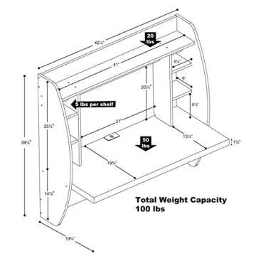 Prepac Floating Desk - Versatile Wall Mounted Desk for Small Spaces, Efficient Computer Desk with Storage, White Wall Desks, Perfect for Modern Homes