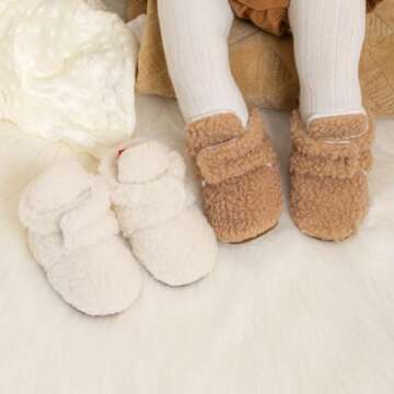 Babelvit Newborn Baby Boy Girl Soft Fleece Booties Stay On Infant Slippers Socks Shoe Non Skid Gripp...