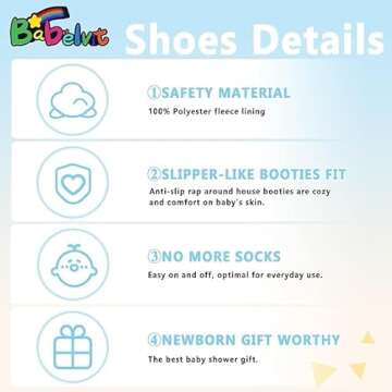 Babelvit Newborn Baby Boy Girl Soft Fleece Booties Stay On Infant Slippers Socks Shoe Non Skid Gripper Toddler First Walkers Winter Ankle Crib Shoes