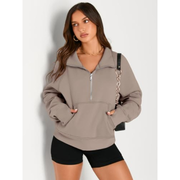 AUTOMET Half Zip Cropped Fleece Sweatshirt 2024
