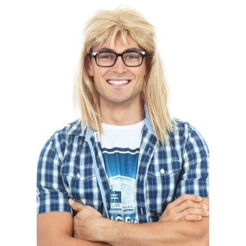 ALLAURA Garth 90s Rocker Wig with Mullet and Glasses