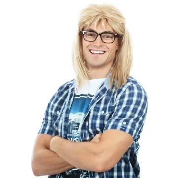ALLAURA Garth 90s Rocker Wig with Mullet and Glasses