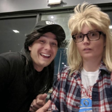 ALLAURA Garth 90s Rocker Wig with Mullet and Glasses