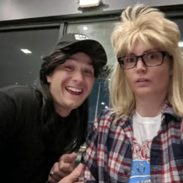 ALLAURA Garth 90s Rocker Wig with Mullet and Glasses