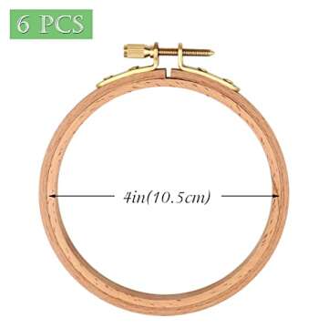 ZOCONE 6 PCS Beech Wood Embroidery Hoops, Wood Circle Hoop Ring Cross Stitch Hoop for Embroidery, Cr...