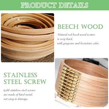 ZOCONE 6 PCS Beech Wood Embroidery Hoops, Wood Circle Hoop Ring Cross Stitch Hoop for Embroidery, Cross Stitch, Needlework, Art Craft Handy Sewing and Christmas Decoration (Size-4")