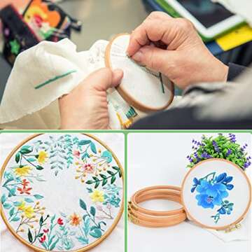 ZOCONE 6 PCS Beech Wood Embroidery Hoops, Wood Circle Hoop Ring Cross Stitch Hoop for Embroidery, Cross Stitch, Needlework, Art Craft Handy Sewing and Christmas Decoration (Size-4")