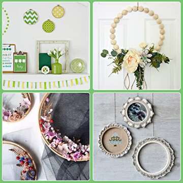 ZOCONE 6 PCS Beech Wood Embroidery Hoops, Wood Circle Hoop Ring Cross Stitch Hoop for Embroidery, Cross Stitch, Needlework, Art Craft Handy Sewing and Christmas Decoration (Size-4")