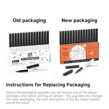 Shuttle Art Ultra Fine Dry Erase Markers, 15 Pack Black Whiteboard Markers with Erase, Dry Erase Mar...