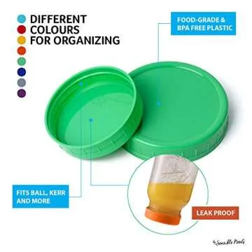 16 Pack Colored Plastic Mason Jar Lids for All Sizes