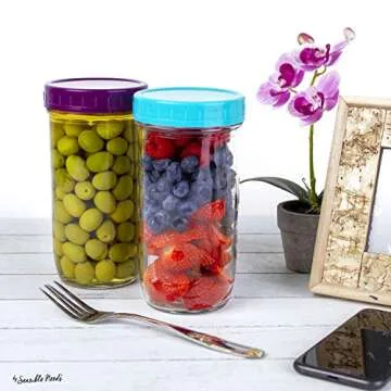 16 Pack Colored Plastic Mason Jar Lids for All Sizes