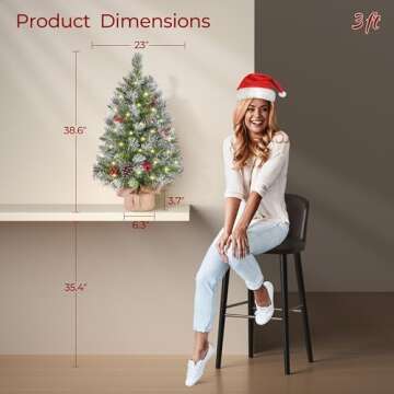 Set of 2 Pre-Lit Mini Christmas Trees for Home Decor