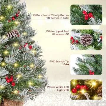 Set of 2 Pre-Lit Mini Christmas Trees for Home Decor