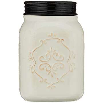 Young's Inc. Ceramic Cookie Jar - Cute Kitchen Counter Storage Canister with Lid - Perfect for Cookies, Coffee, Tea, Candy, Dog Treats, and More - Cookies Finest - Black, White