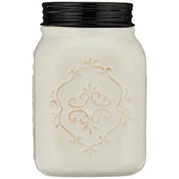 Young's Inc. Ceramic Cookie Jar - Cute Kitchen Counter Storage Canister with Lid - Perfect for Cookies, Coffee, Tea, Candy, Dog Treats, and More - Cookies Finest - Black, White