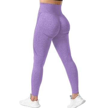 YEOREO Women Seamless Workout Leggings Gym High Waist Smile Contour Yoga Pants Violet