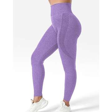 YEOREO Women Seamless Workout Leggings Gym High Waist Smile Contour Yoga Pants Violet