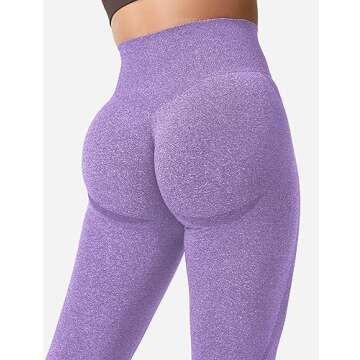 YEOREO Women Seamless Workout Leggings Gym High Waist Smile Contour Yoga Pants Violet