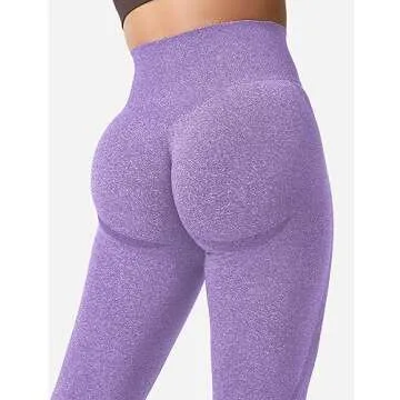 YEOREO Women Seamless Workout Leggings Gym High Waist Smile Contour Yoga Pants Violet