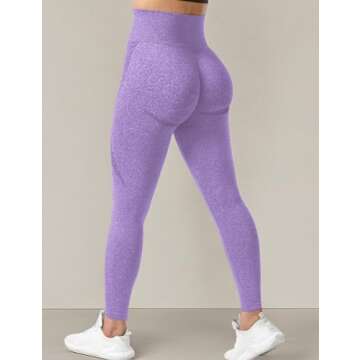 YEOREO Women Seamless Workout Leggings Gym High Waist Smile Contour Yoga Pants Violet