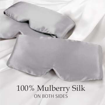 Zenssia 100% Mulberry Silk Sleep Mask Eye Mask for Man and Woman with Adjustable Headband, Full Size...