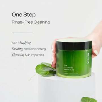 Meebak Cica Cleansing Water Pads | Makeup Remover Pads | Face Cleansing Wipes | Exfoliation Toner Pads | Hydrating & Toning for Sensitive Skin - 80ct