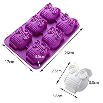 Charming 2 Pack 6-Cavity Owl Silicone Molds for Baking & Crafts
