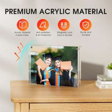 MaxGear 4x6 Acrylic Picture Frames 3 Pack, Double-Sided Clear Frameless for Picture Display, 20mm Th...