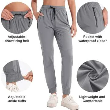 MAGCOMSEN Women's Quick Dry Hiking Pants - Light Grey Joggers