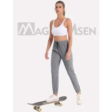MAGCOMSEN Women's Quick Dry Hiking Pants - Light Grey Joggers