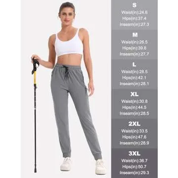 MAGCOMSEN Women's Quick Dry Hiking Pants - Light Grey Joggers
