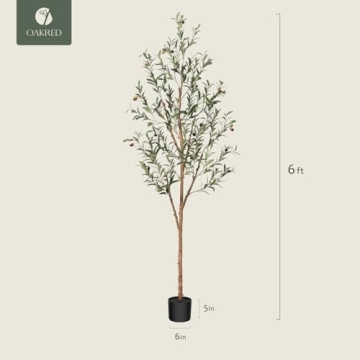 OAKRED 6FT Tall Faux Olive Tree for Indoor Home Decor