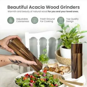 Kindled Ivy Acacia Wooden Salt & Pepper Grinders Set
